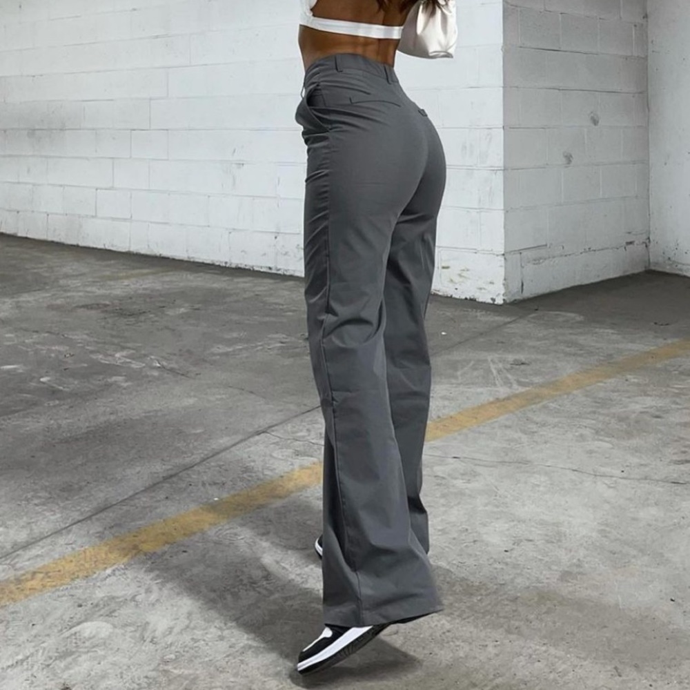 Gray High Wasted Trousers. - Picture 4 of 4